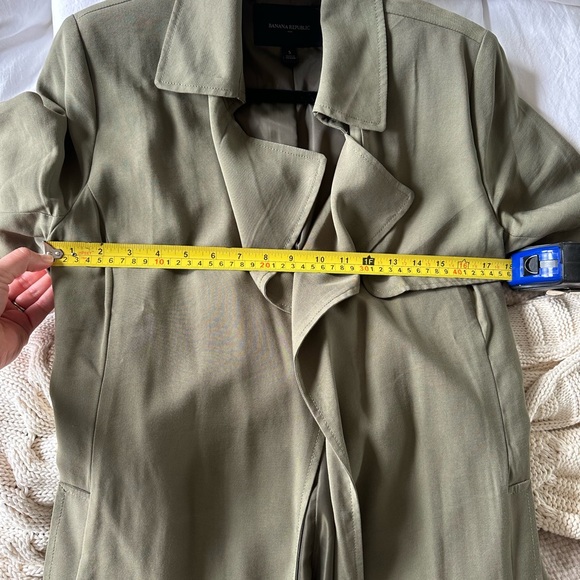 Banana Republic Olive Green Trench Coat Size Small - Picture 13 of 15